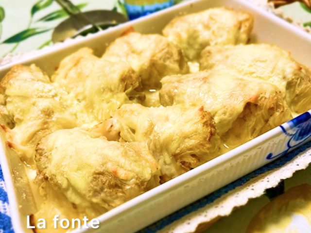 セコンドピアット　スペルト小麦のロールキャベツ　オーブン焼き